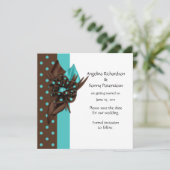 Aquamarine blaue und braune Polka Dots Save the Da Date (Stehend Vorderseite)