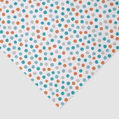 Aquamarine, blaue und orangefarbene Polka-Punkte T Seidenpapier (Detail)
