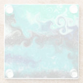Aquamarine, blaue und schwarze Flüssig-Wirbel Glasuntersetzer (Rückseite)
