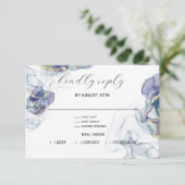 Aquamarine blaue und violette Fluid-Tinte RSVP-Kar RSVP Karte (Stehend Vorderseite)