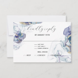 Aquamarine blaue und violette Fluid-Tinte RSVP-Kar RSVP Karte