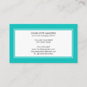 Aquamarine blaue und weiße Visitenkarte (Rückseite)