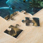 Aquamarine Blaue Unterwasser-Dolphin-Szene I Puzzle (Seite)