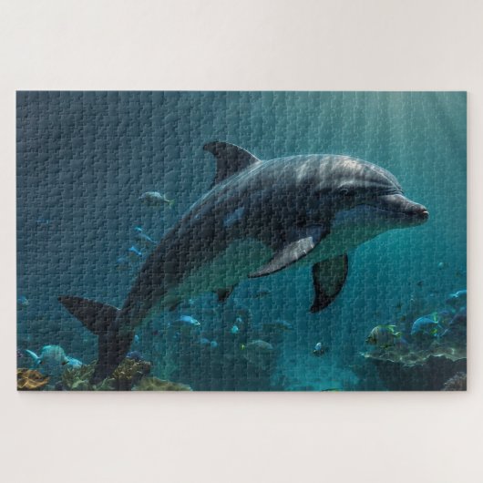 Aquamarine Blaue Unterwasser-Dolphin-Szene I Puzzle (Horizontal)