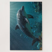 Aquamarine Blaue Unterwasser-Dolphin-Szene I Puzzle (Vertikal)