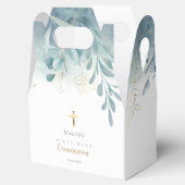 aquamarine blaue Vegetation Erste Heilige Kommunio Geschenkschachtel (Geöffnet)