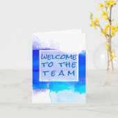 Aquamarine BLAUE Wasserfarbe Abstrakt Willkommen Karte (Gelbe Blume)