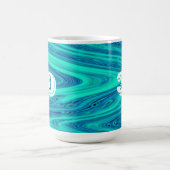 Aquamarine blaue Waves Abstrakt 30 Geburtstage ind Kaffeetasse (Mittel)