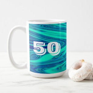 Aquamarine blaue Waves Abstrakt 50 Geburtstage ind Kaffeetasse