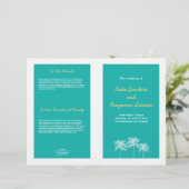 Aquamarine Blauen Palmen Hochzeitsprogramm (Stehend Vorderseite)