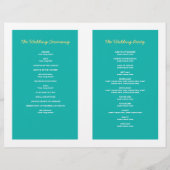 Aquamarine Blauen Palmen Hochzeitsprogramm (Rückseite)