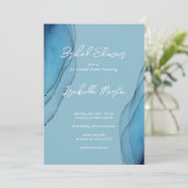 Aquamarine-blaues Brautparty Einladung (Stehend Vorderseite)