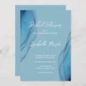 Aquamarine-blaues Brautparty Einladung (Vorne/Hinten)