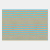 Aquamarine blaugrüne Linien Imitate Rustikale Brau Geschenkpapier Set (Vorderseite)