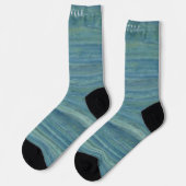 Aquamarine blaugrüne Marmorlinien Streifen Individ Socken (Linkes Detail)