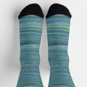 Aquamarine blaugrüne Marmorlinien Streifen Individ Socken (Oben)