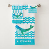 Aquamarine Blauwal-Waves Badhandtuch Set (Insitu)