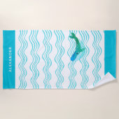 Aquamarine Blauwale und Waves Beach Handtuch (Vorderseite)