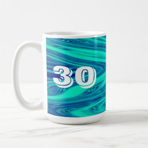 Aquamarine Blauwellen Abstrakt 30 Geburtstagsgesch Kaffeetasse