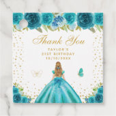 Aquamarine Blonde-Haar-Prinzessin Geburtstagsparty Geschenkanhänger (Vorderseite)