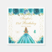 Aquamarine Blonde-Haar-Prinzessin Geburtstagsparty Serviette (Vorderseite)