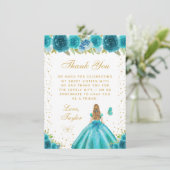 Aquamarine Blonde Hair Princess 16 . Geburtstag Dankeskarte (Stehend Vorderseite)