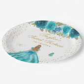 Aquamarine Blonde Hair Princess 16 . Geburtstag Pappteller (Schrägansicht)