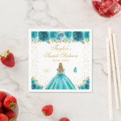 Aquamarine Blonde Hair Princess 16 . Geburtstag Serviette (Beispiel)