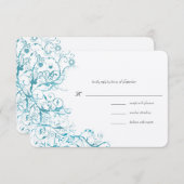 Aquamarine Blue Birds Wirbel Hochzeitsszenario RSV RSVP Karte (Vorne/Hinten)