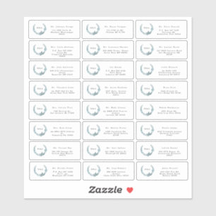 Aquamarine Blue Botanical Wreath Monogram Wedgers Aufkleber