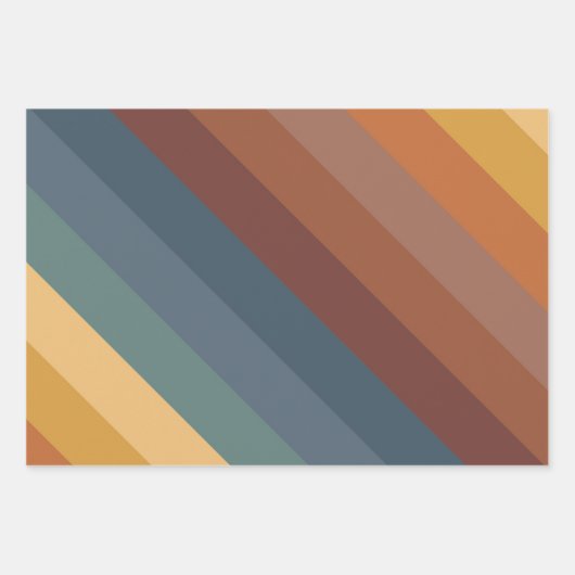 AQUAMARINE BLUE BROWN TAN YELLOW FALL AUTUMN PATTE GESCHENKPAPIER SET (Vorderseite 2)