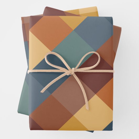 AQUAMARINE BLUE BROWN TAN YELLOW FALL AUTUMN PATTE GESCHENKPAPIER SET (Beispiel)