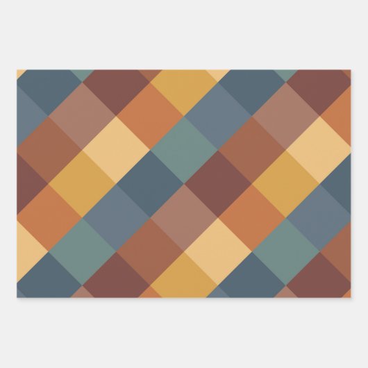 AQUAMARINE BLUE BROWN TAN YELLOW FALL AUTUMN PATTE GESCHENKPAPIER SET (Vorderseite)
