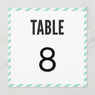 Aquamarine Blue Carnival Streifen Tischnummer Card
