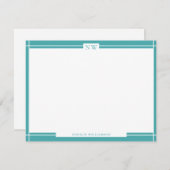 Aquamarine Blue Decororder Monogram Note Card Mitteilungskarte (Vorne/Hinten)