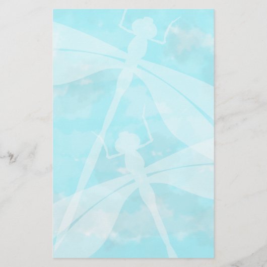 Aquamarine, Blue Dragonflies Persönliche Stationer (Rückseite)