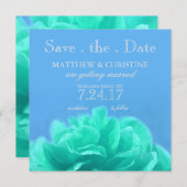 Aquamarine Blue Floral Save the Date Einladung (Vorne/Hinten)
