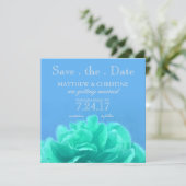Aquamarine Blue Floral Save the Date Einladung (Stehend Vorderseite)