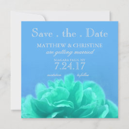 Aquamarine Blue Floral Save the Date Einladung