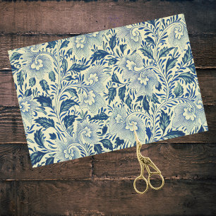 Aquamarine Blue Foliage Blätter Vintage chinesisch Seidenpapier