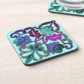 AQUAMARINE BLUE GREEN LILA LACE BLUME GETRÄNKEUNTERSETZER (Linke Seite)