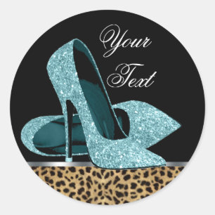 Aquamarine Blue Leopard High Heel Sticker