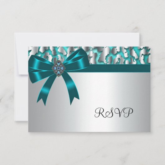 Aquamarine Blue Leopard RSVP-Karten RSVP Karte (Vorderseite)