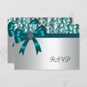 Aquamarine Blue Leopard RSVP-Karten RSVP Karte (Vorne/Hinten)