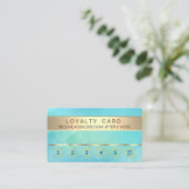 Aquamarine Blue Loyalty Card Salon Makeup Künstler Treuekarte (Stehend Vorderseite)