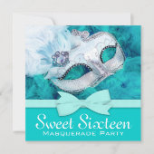 Aquamarine Blue-Masquerade-Party Einladungen (Vorderseite)