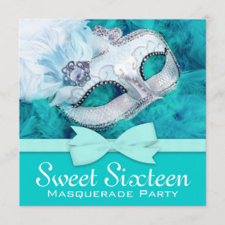 Aquamarine Blue-Masquerade-Party Einladungen