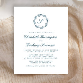 Aquamarine Blue Monogram Script Hochzeit