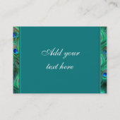 Aquamarine Blue Peacock Business Cards Visitenkarte (Rückseite)