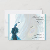 Aquamarine Blue Peacock Plume Response Card RSVP Karte (Vorderseite)